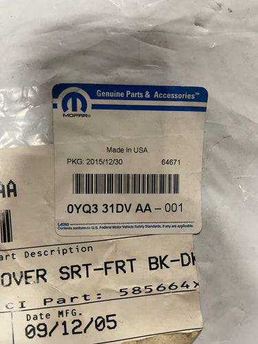 2003-2005 Dodge Neon SRT4 Driver Side Seatback Cover